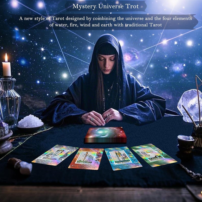 Smoostart Tarot Cards for Beginners with Meanings on Them, Surface Laser Cards Holographic Tarot with Guide Book, Tarot Cards Deck with Keywords - Image 2